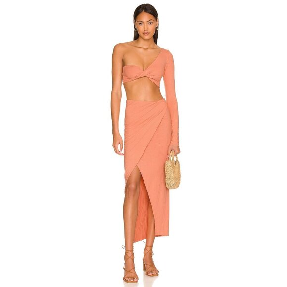 Indah Vanessa Twist Maxi Skirt in Pastel Orange - Picture 1 of 4